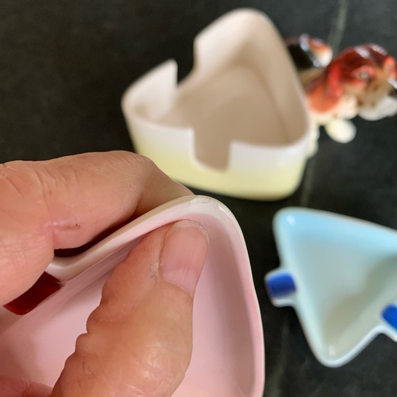 Adorable Vintage Hound Dog Ceramic Ashtray set. Japan - Picture 7 of 7